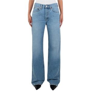 NEW ETICA Stanton Relaxed Wide Leg Denim Jeans Size 30 Natural CREAM Baggy Retro